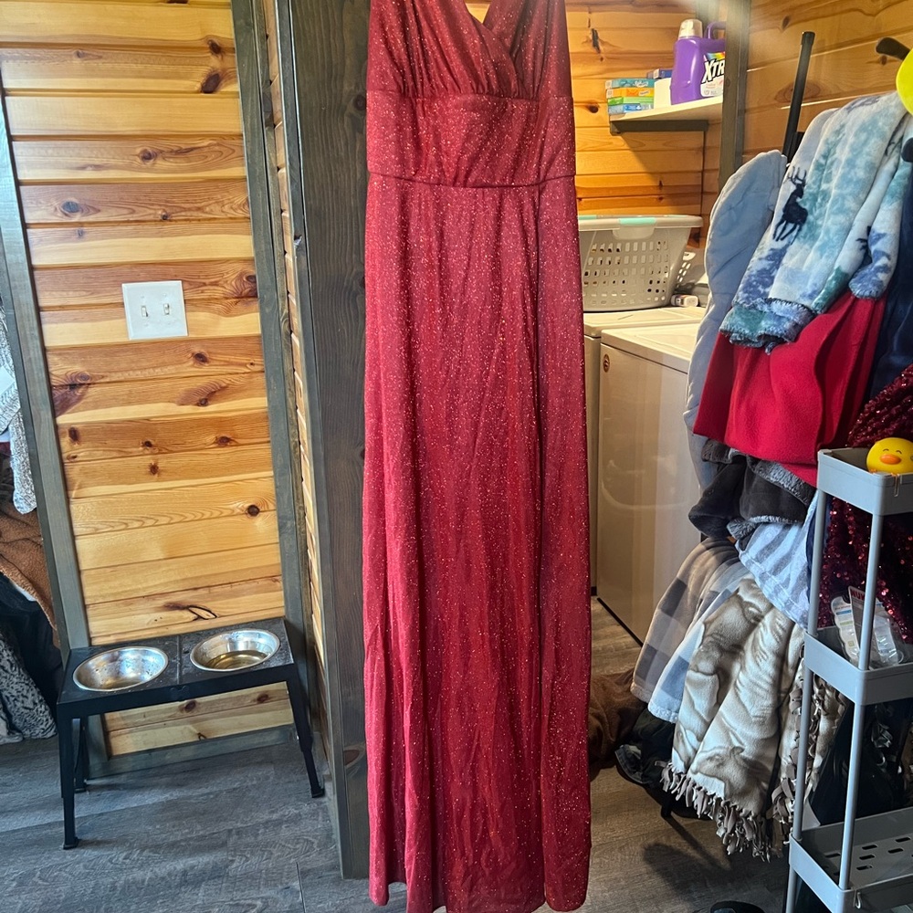 Glamorous Sparkling Red Maxi Dress WITH POCKETS